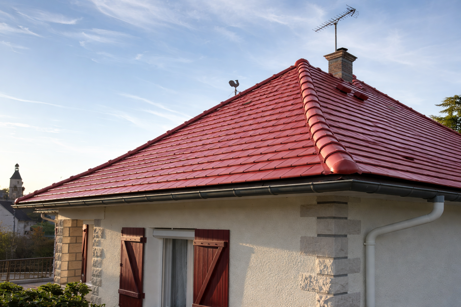 Toiture traditionnelle en tuiles rouges sur une maison — BAT-RENOV-EXPERT