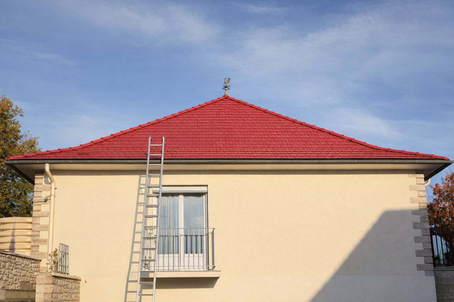 Toiture en tuiles rouges